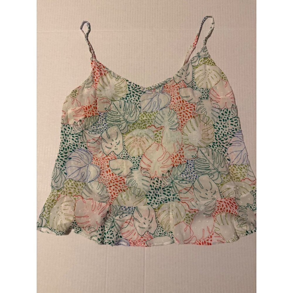 Floral Palm Tank Top with Adjustable Straps Size Large
